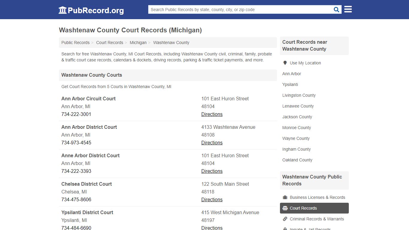 Free Washtenaw County Court Records (Michigan Court Records)