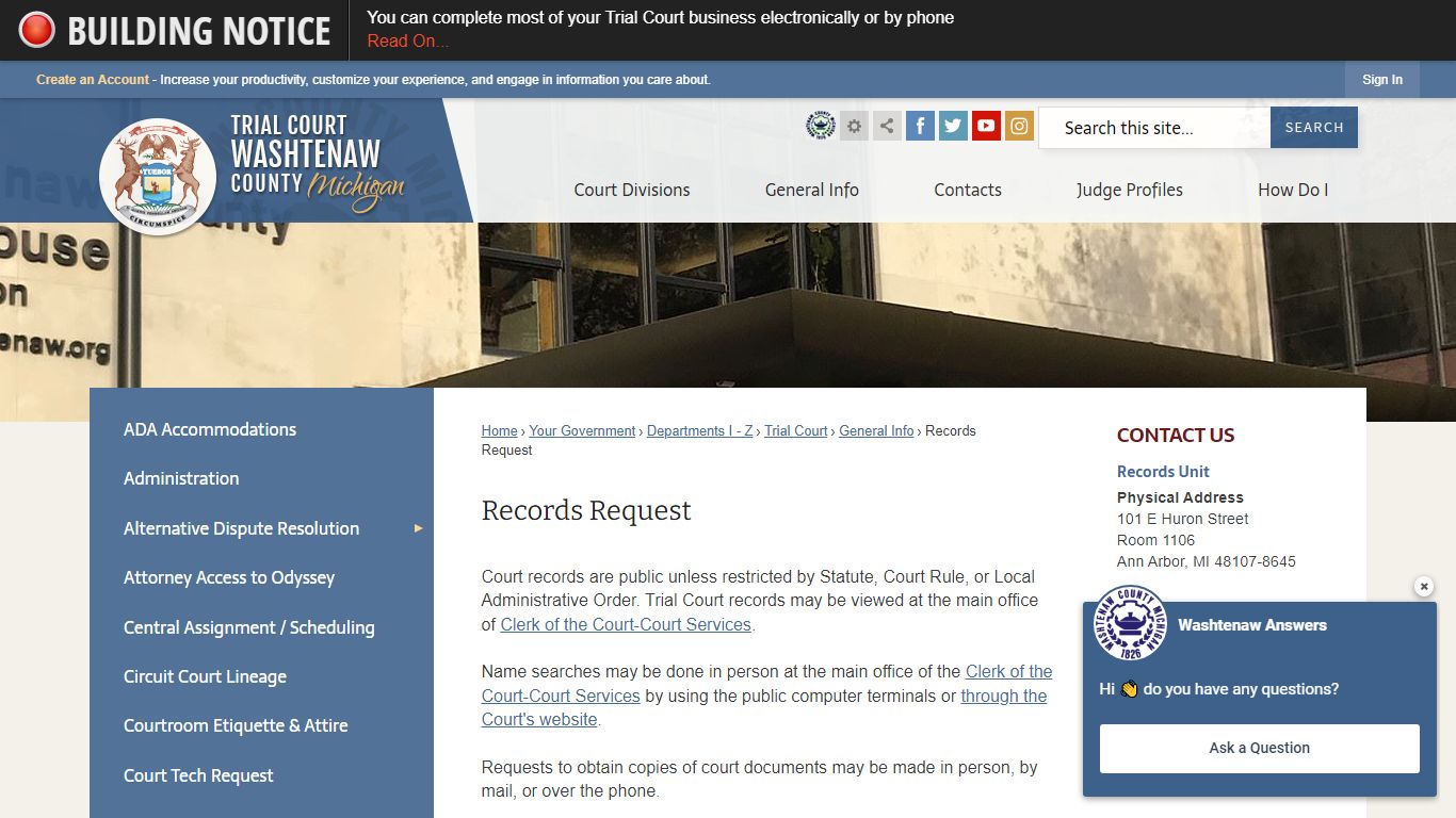 Records Request | Washtenaw County, MI