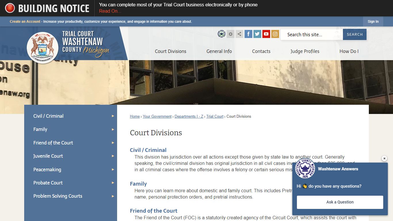 Court Divisions | Washtenaw County, MI